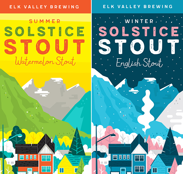 Elk Valley Brewing, Solistice Stout labels