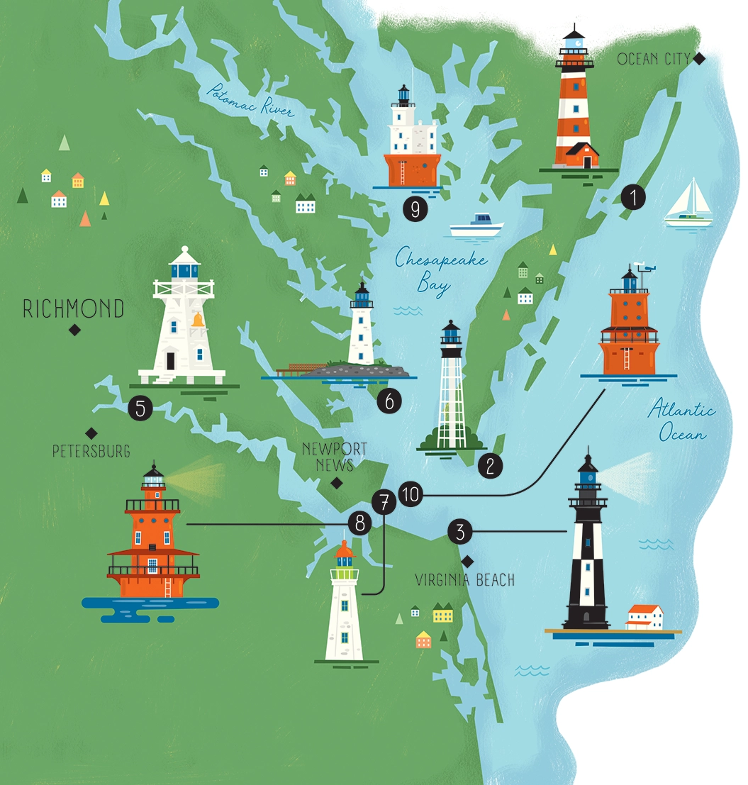 Virginia Living Lighthouse Map